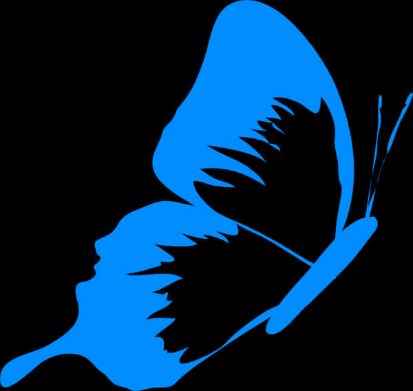 Blue Butterfly Silhouette Profile PNG
