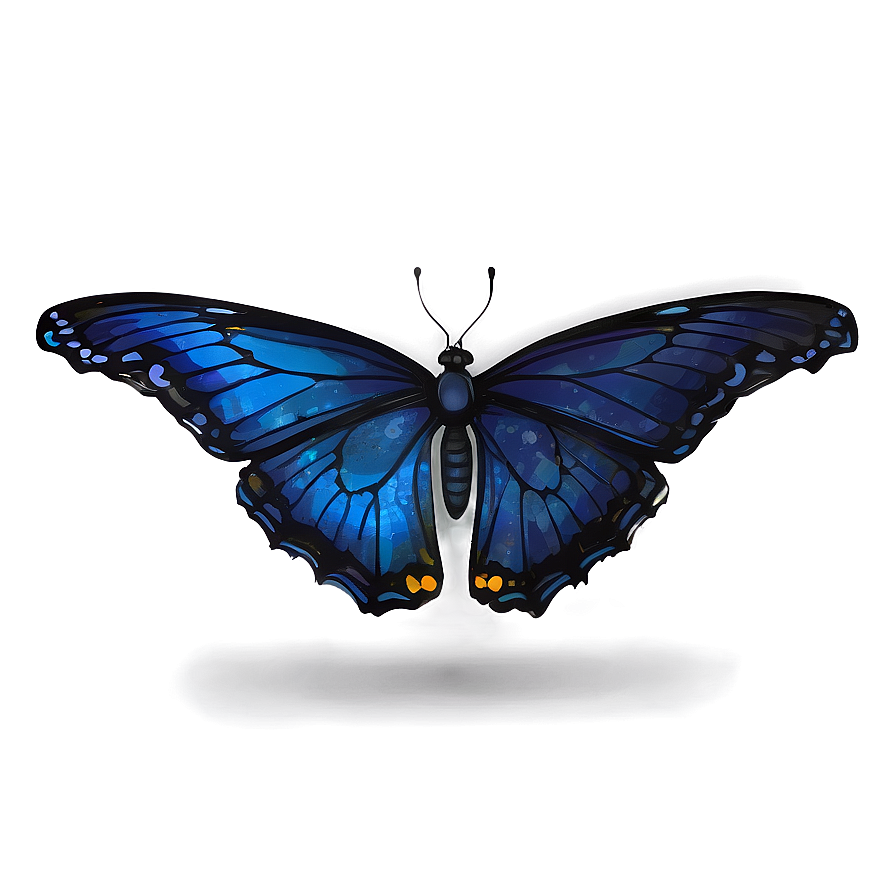 Blue Butterfly Under Moonlight Png Kxi54 PNG