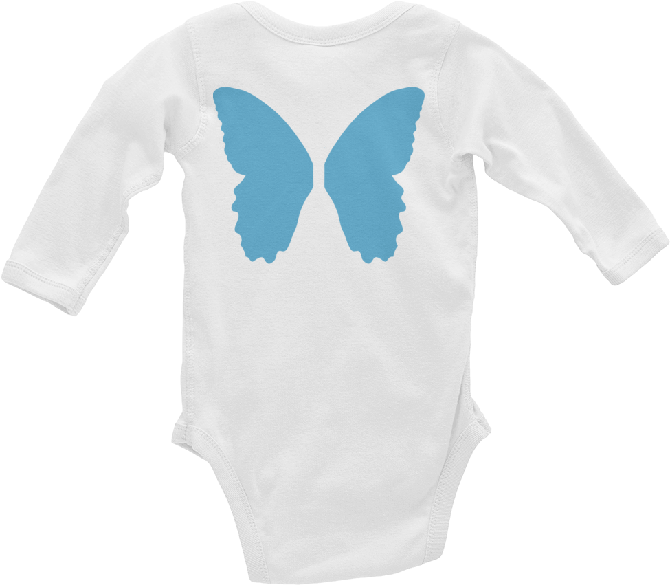 Blue Butterfly Wings Baby Onesie PNG