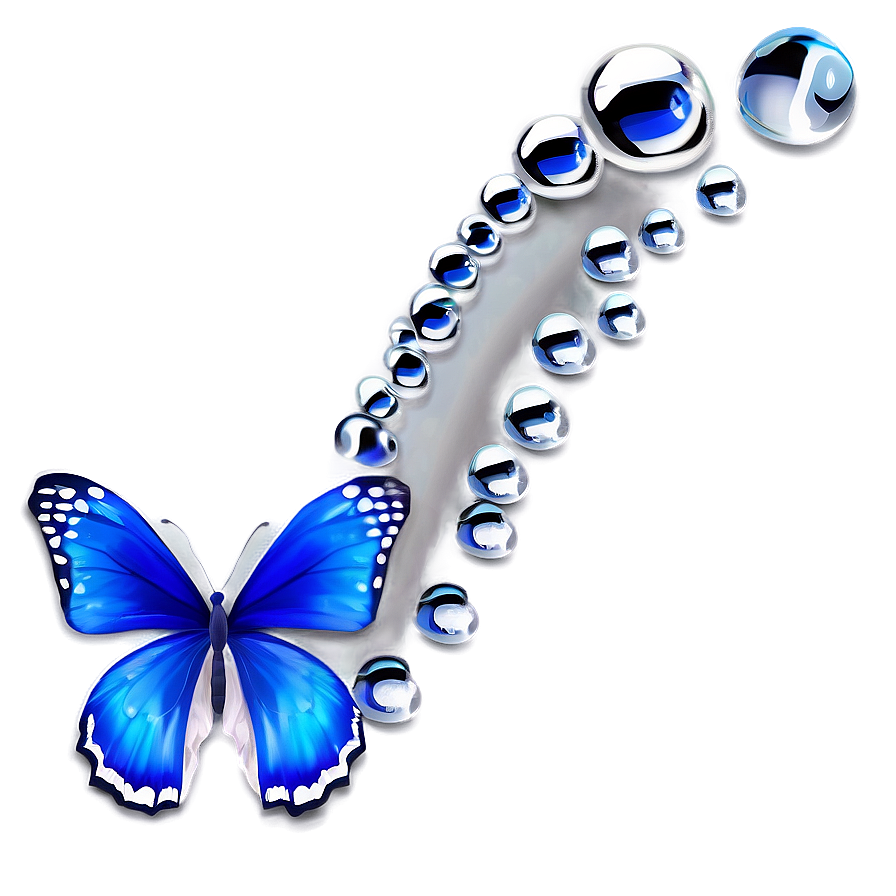 Blue Butterfly With Dew Drops Png Rqj20 PNG