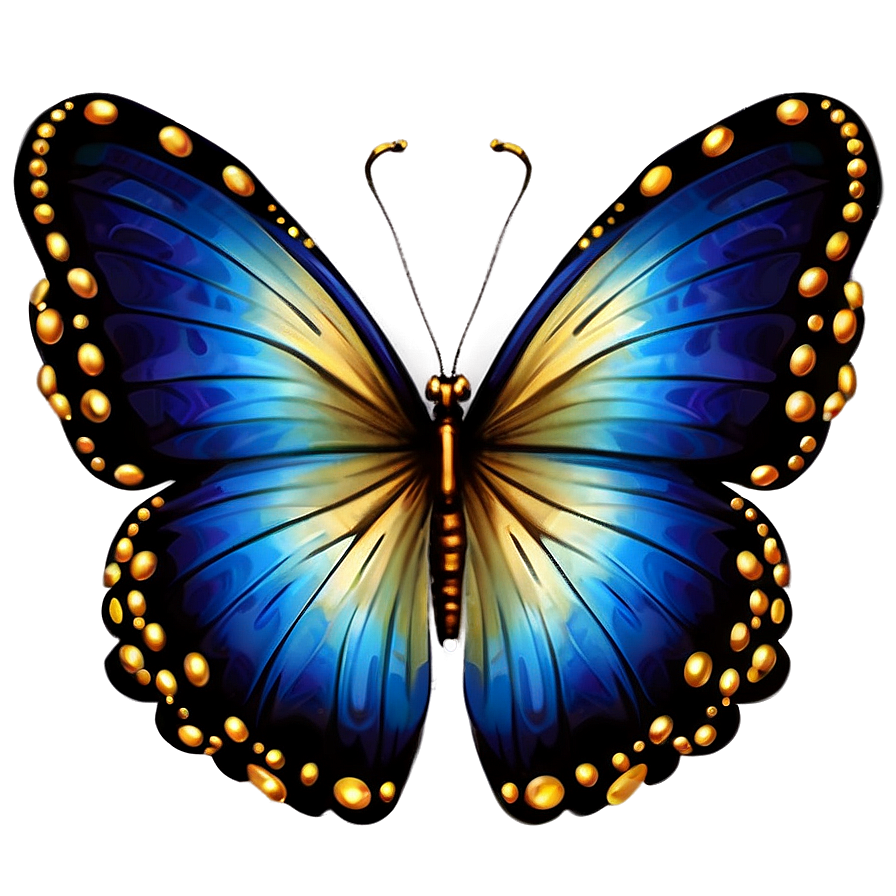 Blue Butterfly With Golden Accents Png 40 PNG