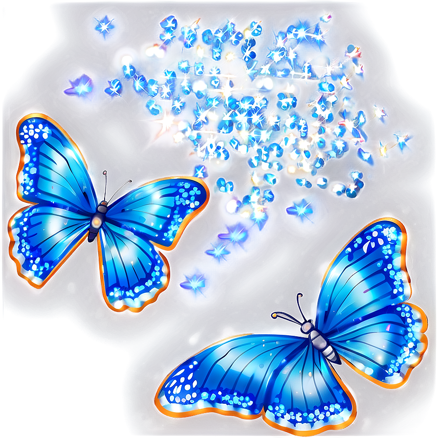 Blue Butterfly With Sparkles Png Jfn31 PNG