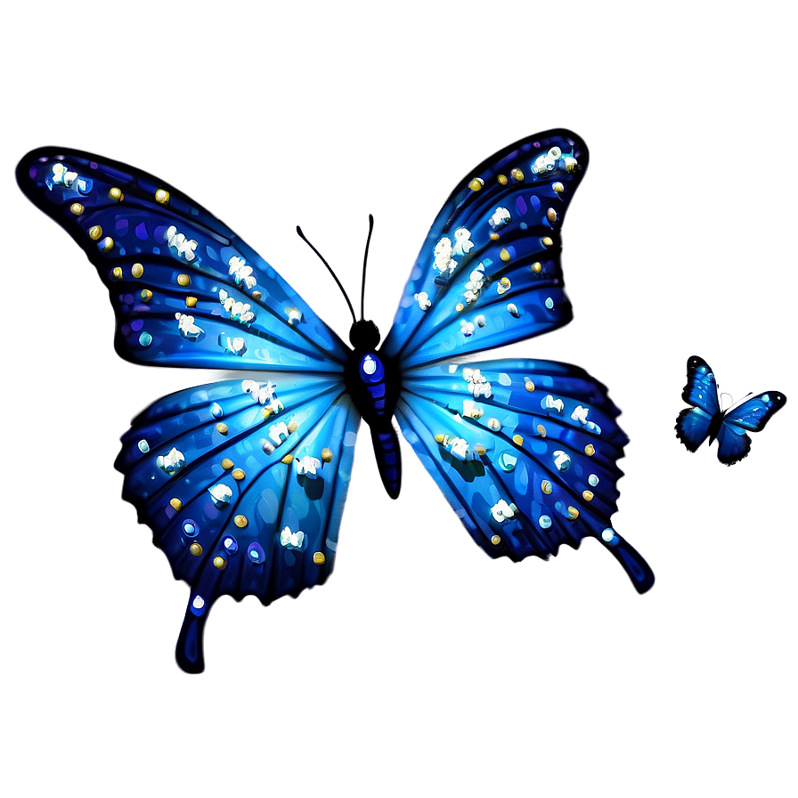 Blue Butterfly With Sparkles Png Muh15 PNG