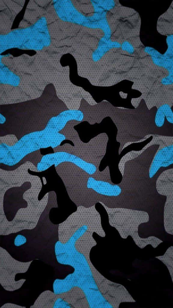 Einblau-schwarzes Tarnmuster Wallpaper