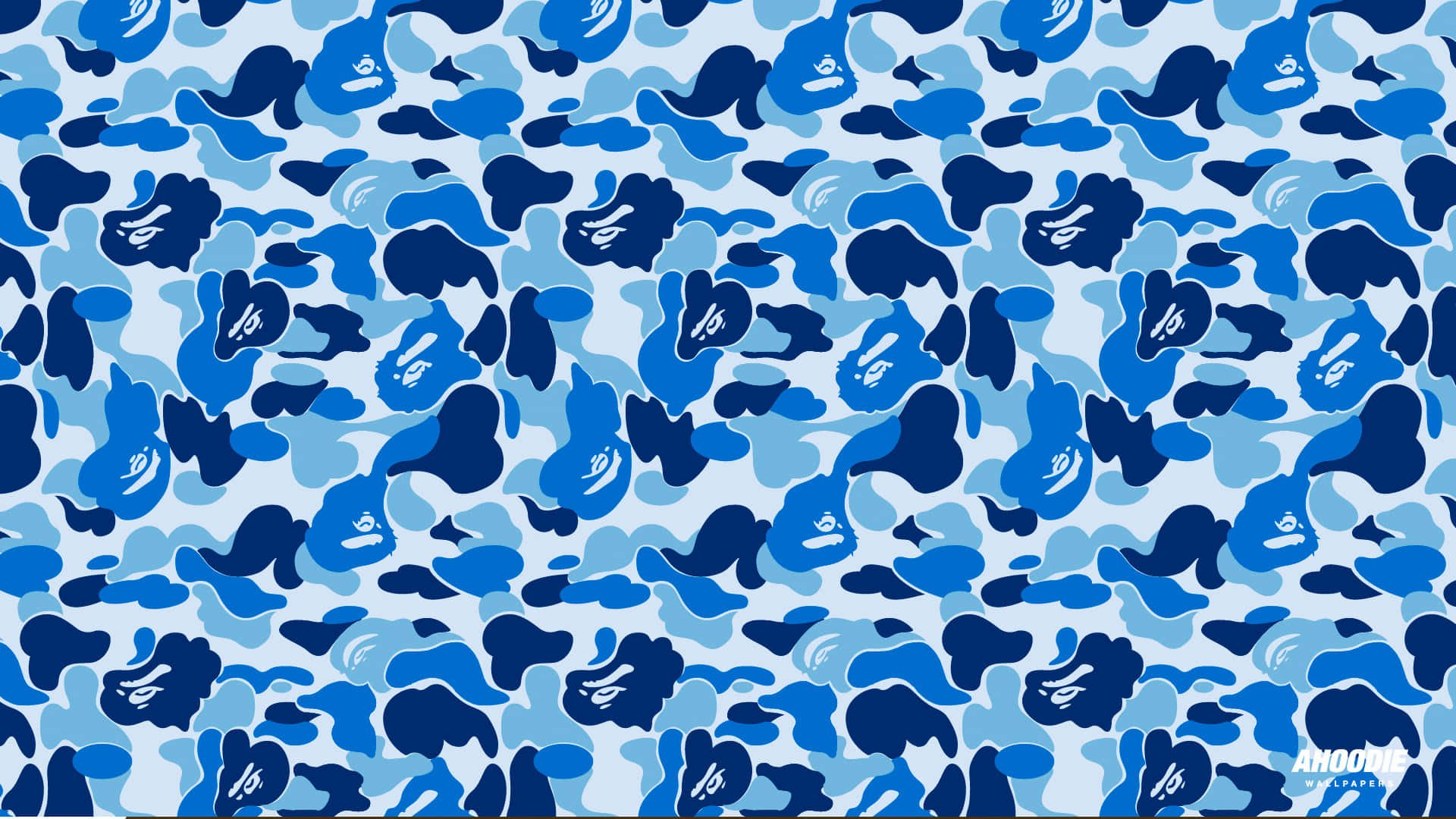 Enblå Och Vit Kamouflage-mönster Wallpaper