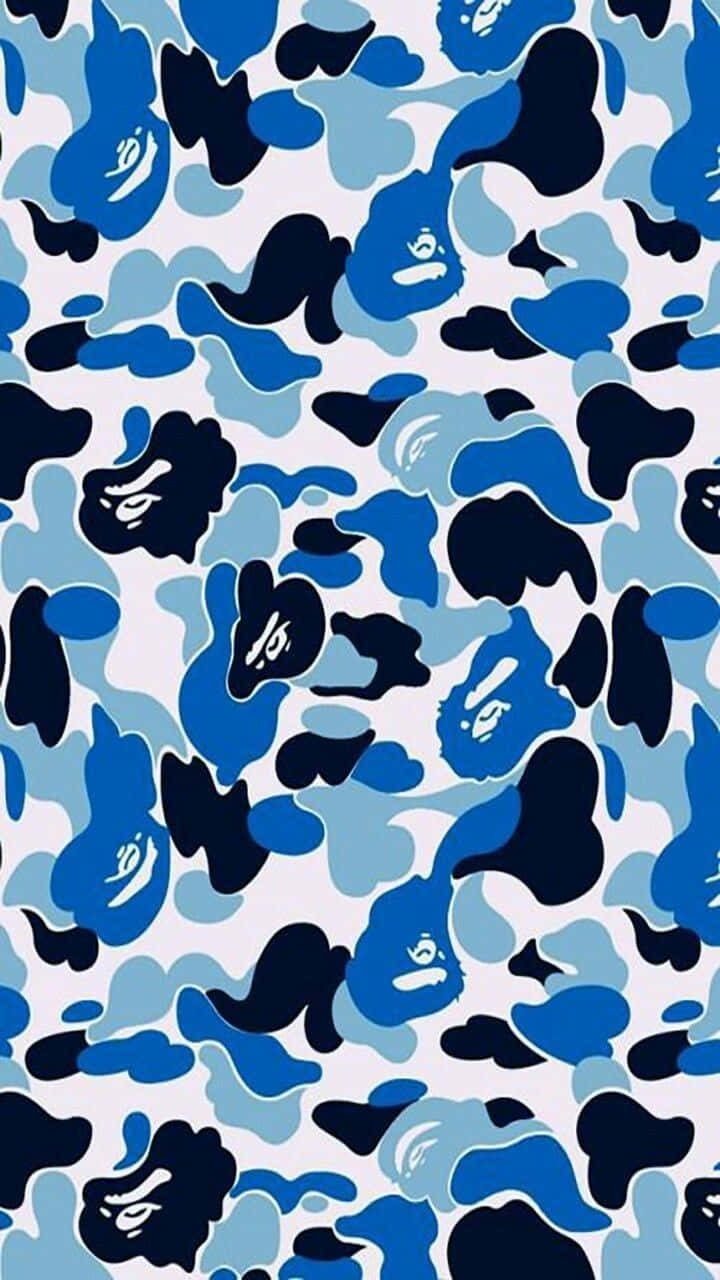 Enblå Och Svart Kamouflage-mönster Wallpaper