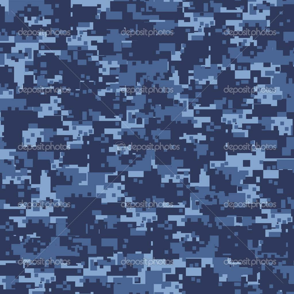 Gør dig klar til udendørs eventyr med dette klassiske blå camouflage tapet Wallpaper