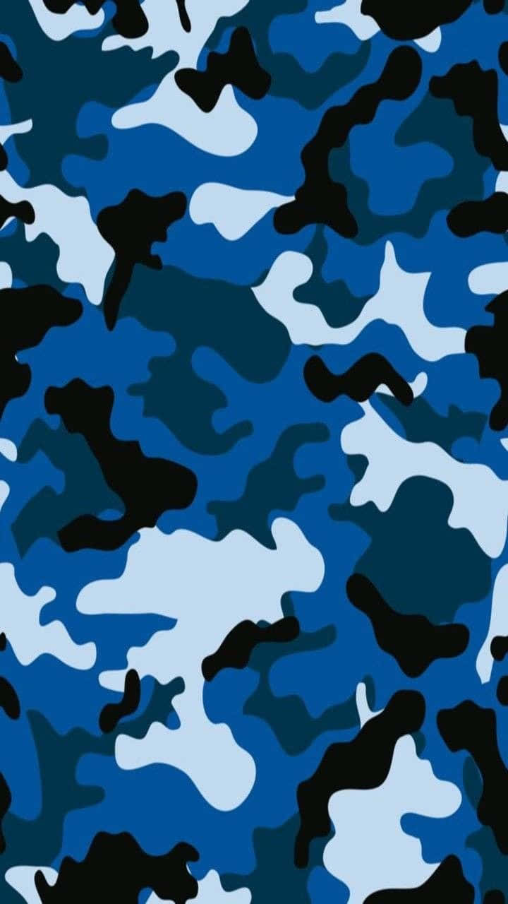 En blå og sort camouflage mønster Wallpaper