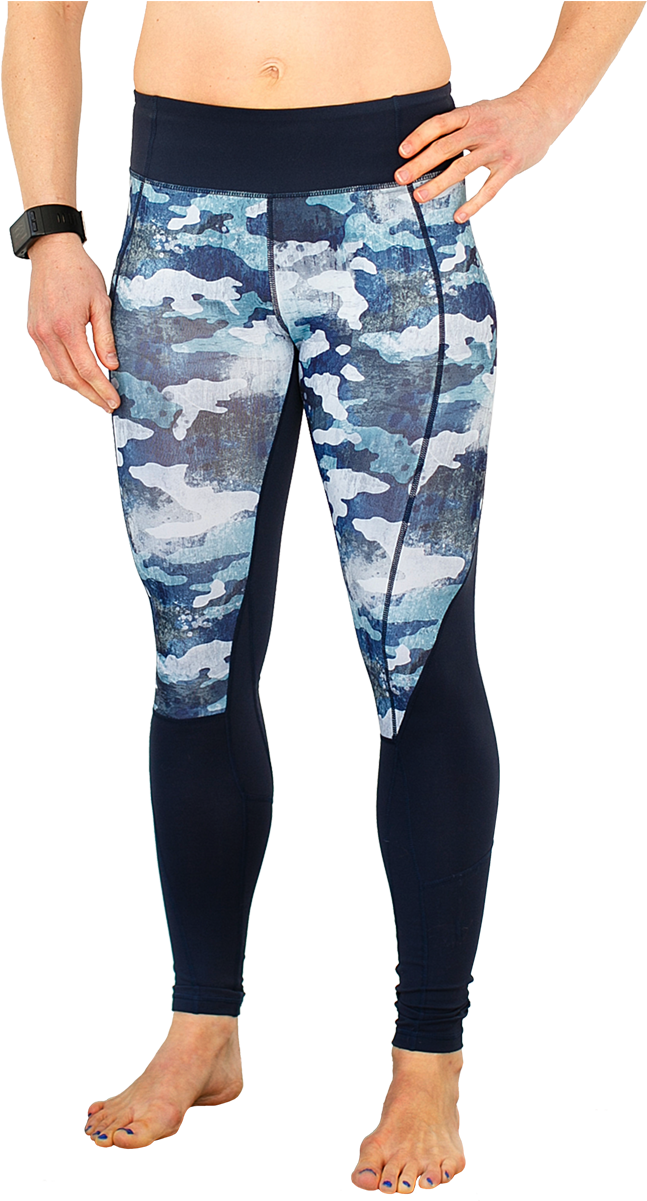 Blue Camouflage Workout Leggings PNG