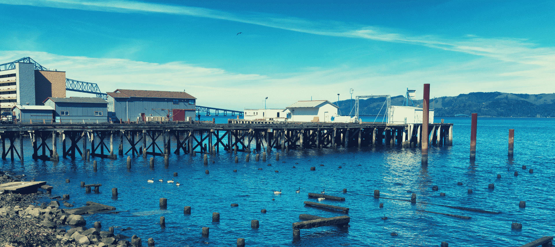 Paredede Papel De Parede Azul Da Cannery Row Harbor. Papel de Parede