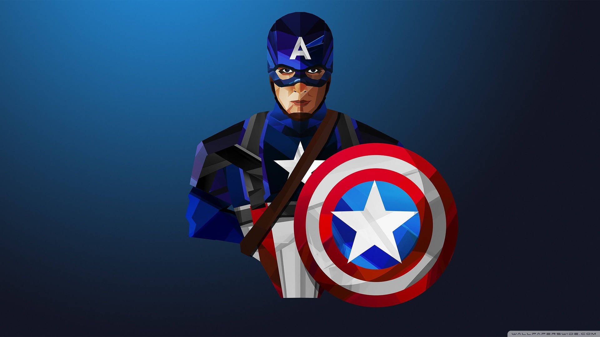Blue Captain America Low Poly Art Background