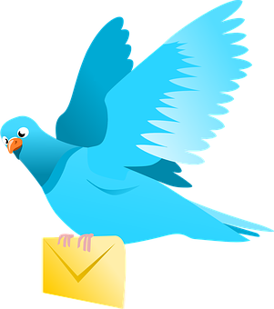 Blue Carrier Pigeonwith Letter PNG