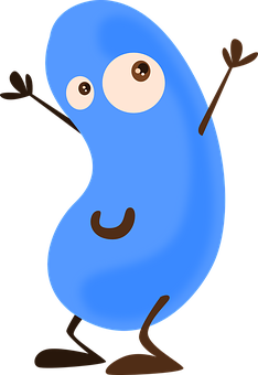 Blue Cartoon Bean Character PNG