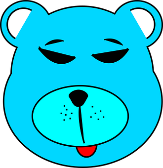 Blue Cartoon Bear Face PNG