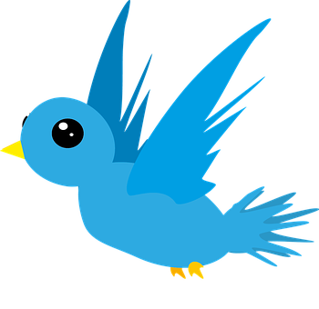 Blue Cartoon Bird Flying PNG