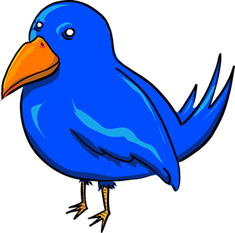 Blue Cartoon Bird Illustration PNG