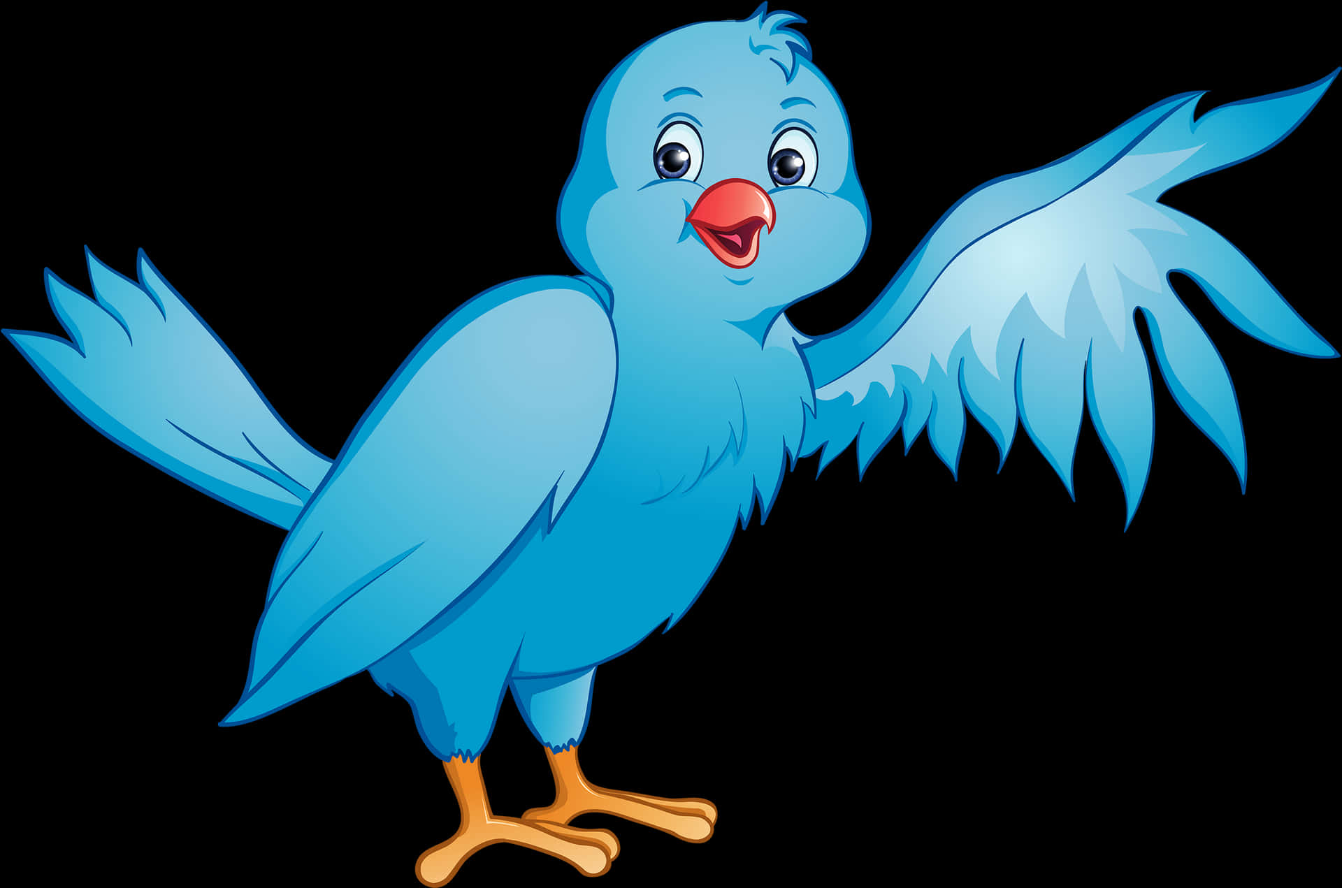 Blue Cartoon Bird Spreading Wings PNG