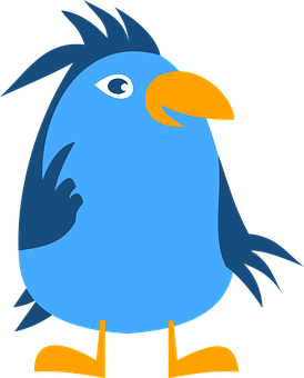Blue Cartoon Bird Vector PNG