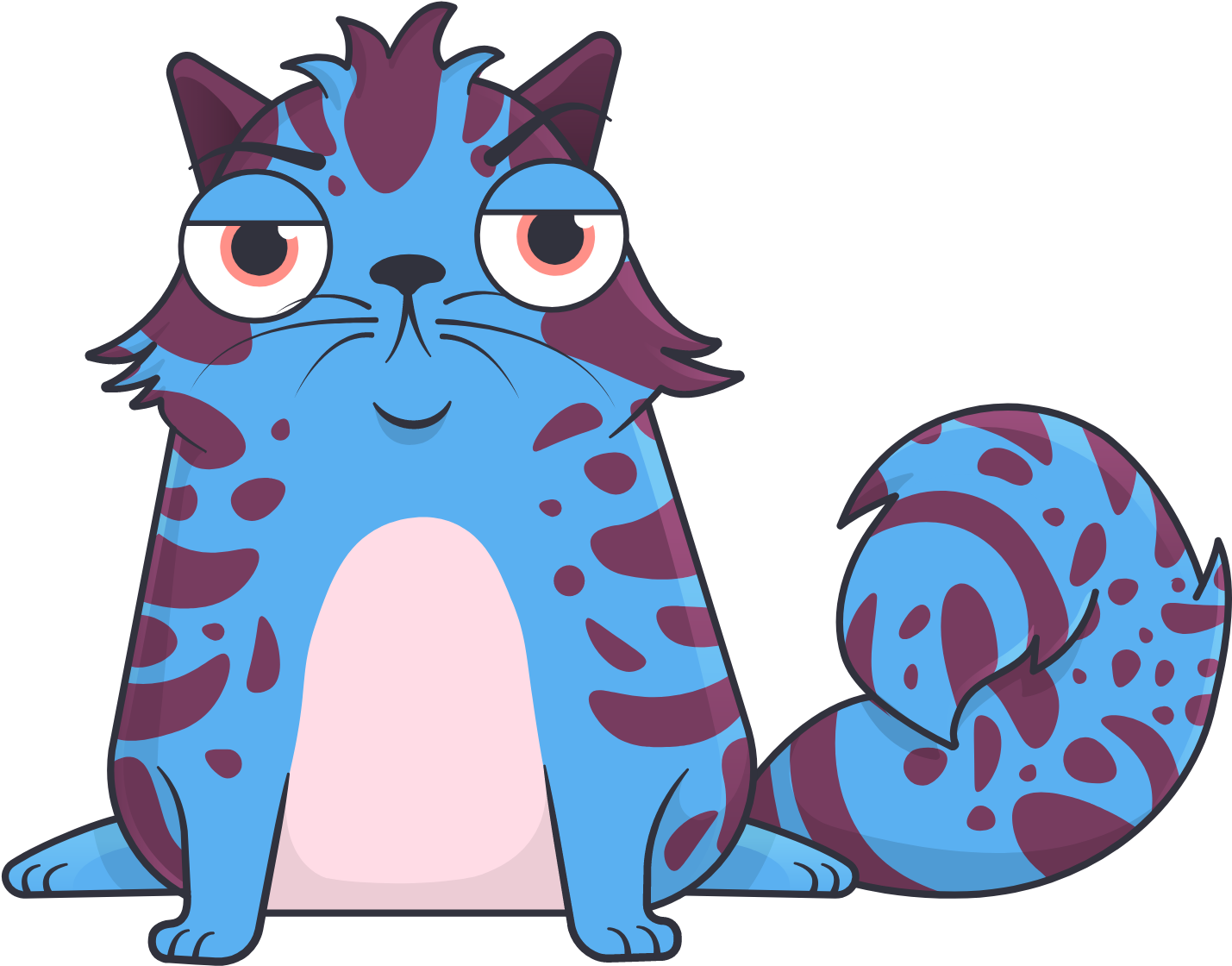Blue Cartoon Cat Sitting PNG