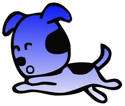 Blue Cartoon Dog Running PNG