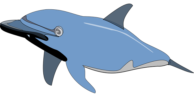 Blue_ Cartoon_ Dolphin_ Vector PNG