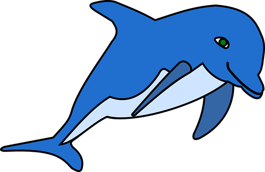 Blue Cartoon Dolphin PNG