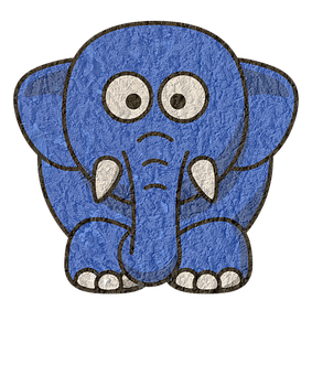 Blue Cartoon Elephant Illustration PNG