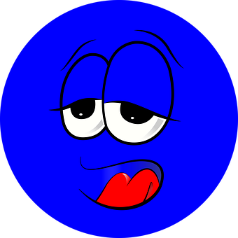 Blue Cartoon Face Expression PNG