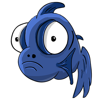 Blue Cartoon Fish Expression PNG