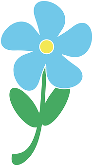 Blue Cartoon Flower Illustration PNG