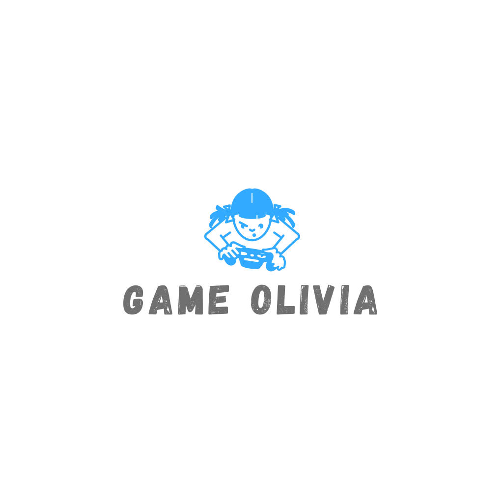 Blue Cartoon Girl Gamer Logo Picture