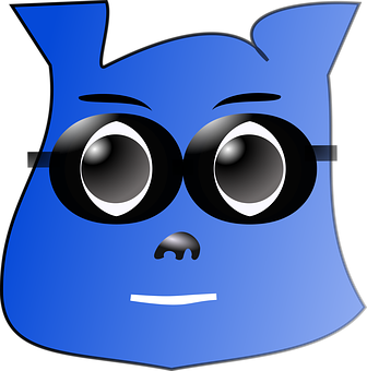 Blue Cartoon Nerd Face PNG