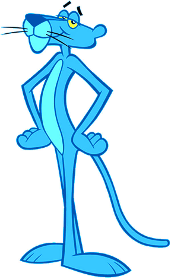 Blue Cartoon Panther Standing PNG