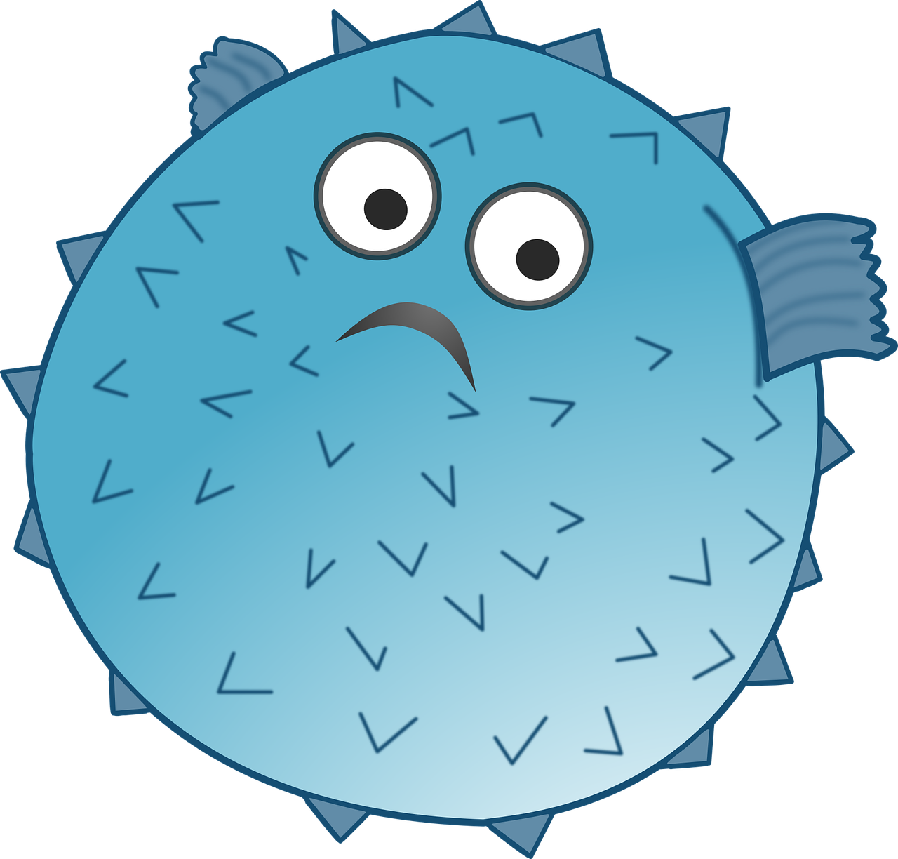 Blue Cartoon Pufferfish Expression PNG