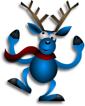 Blue Cartoon Reindeer PNG