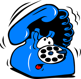 Blue Cartoon Rotary Phone PNG