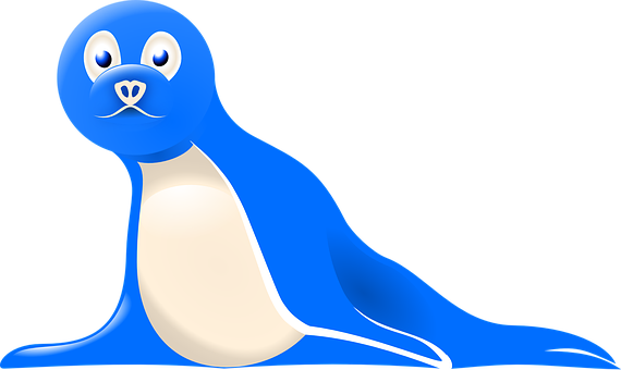 Blue Cartoon Seal Illustration PNG
