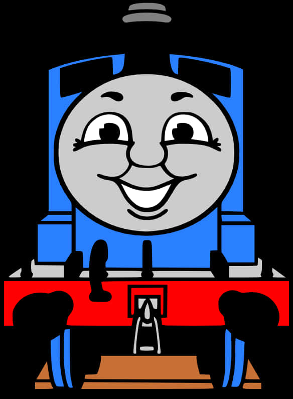 Blue Cartoon Train Character PNG