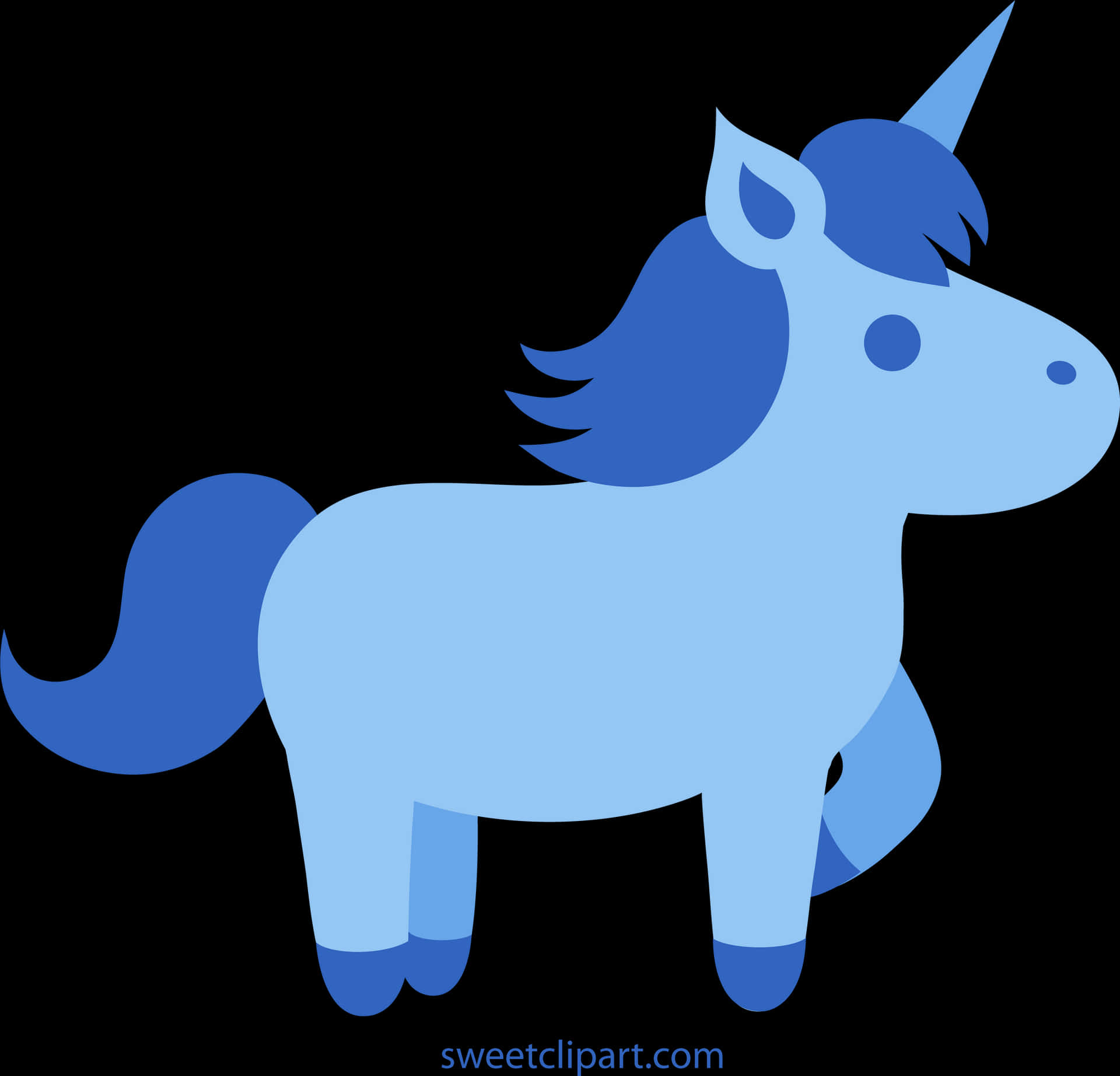 Blue Cartoon Unicorn PNG