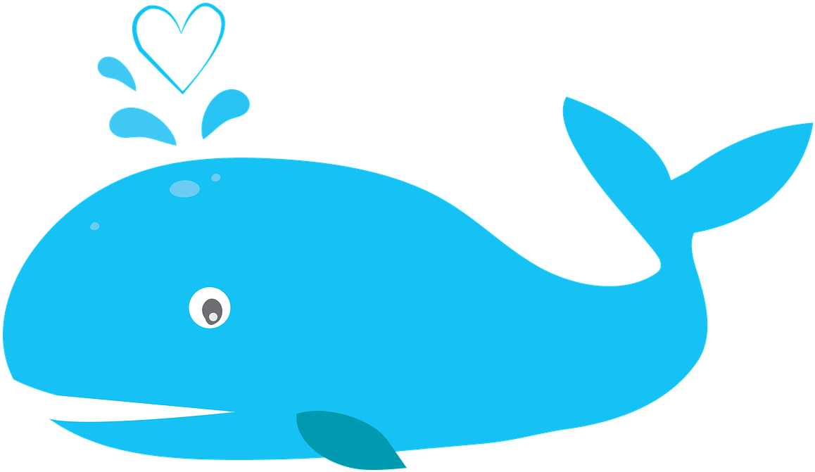 Blue Cartoon Whale Clipart PNG