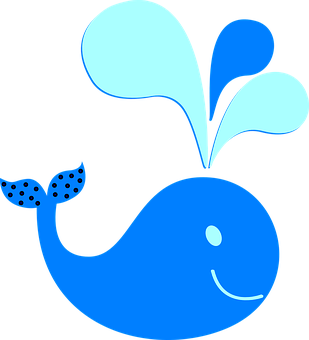 Blue Cartoon Whale Illustration PNG