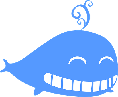 Blue Cartoon Whale Smiling PNG