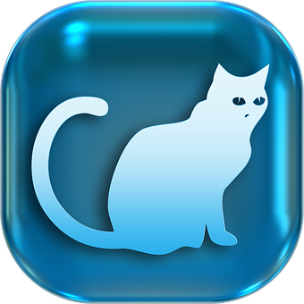 Blue Cat Icon Glossy PNG