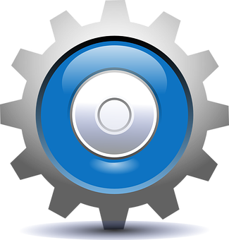 Blue Center Gear Icon PNG