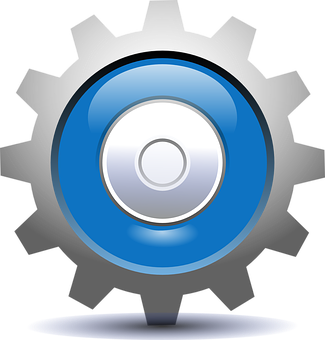 Blue Centered Gear Icon PNG
