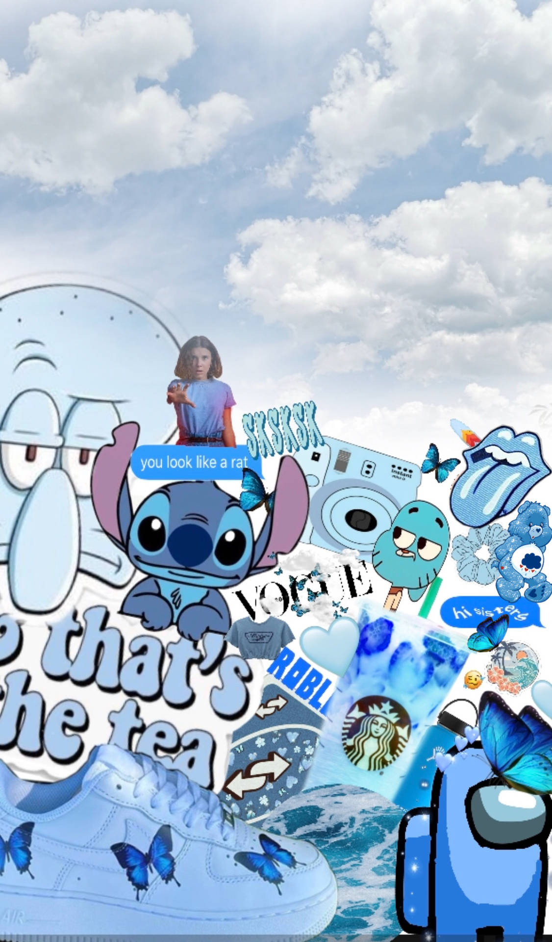 Blue Characters And Stitch Collage