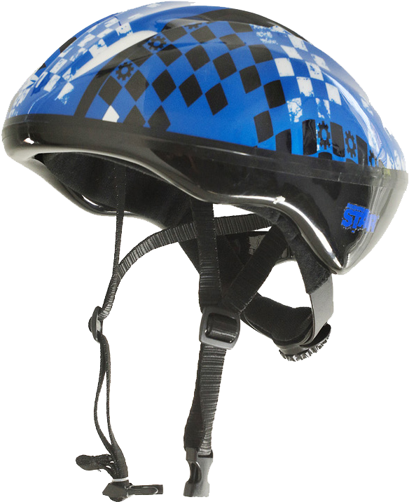 Blue Checkered Bicycle Helmet PNG