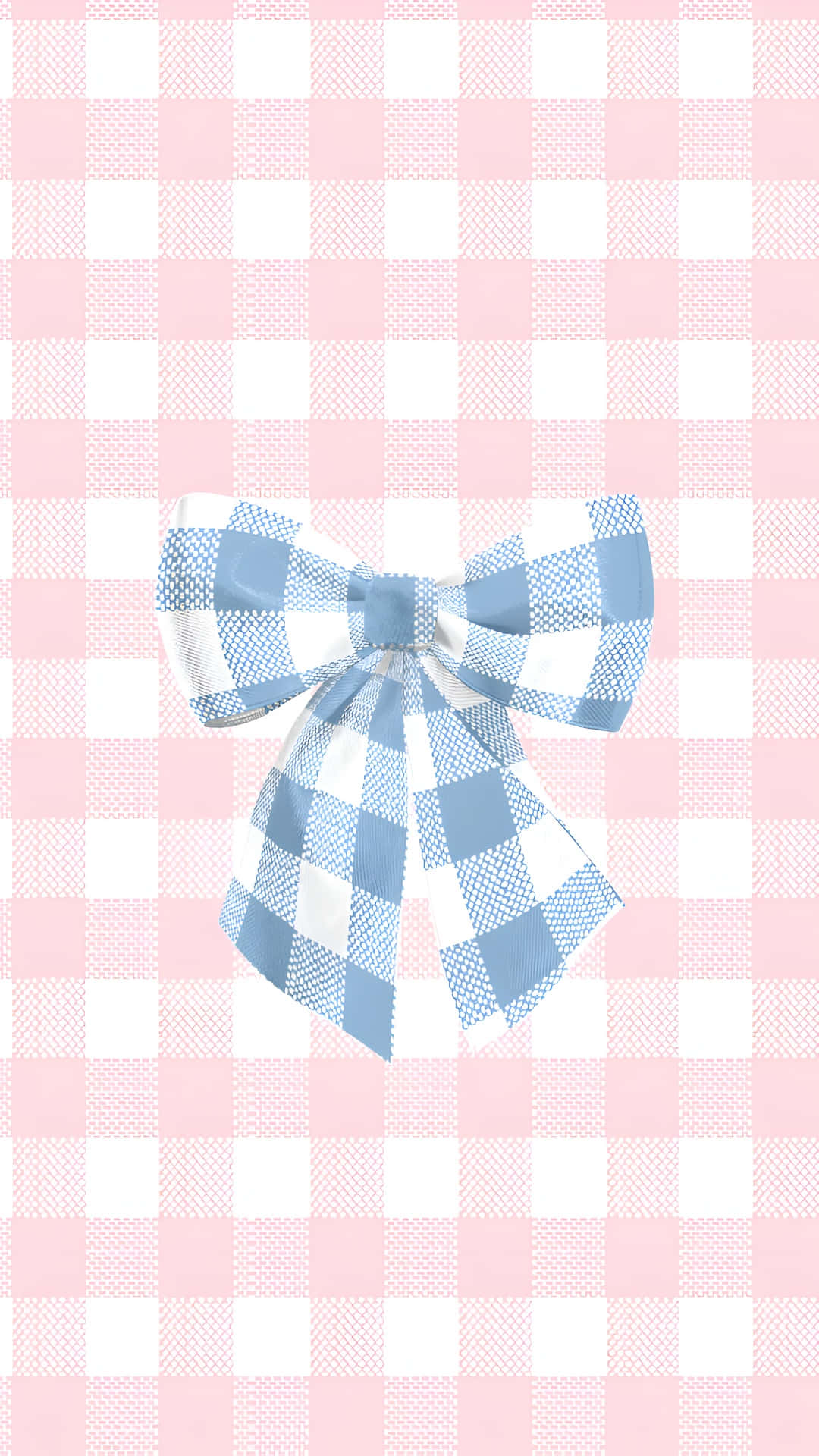 Blue Checkered Bow Wallpaper
