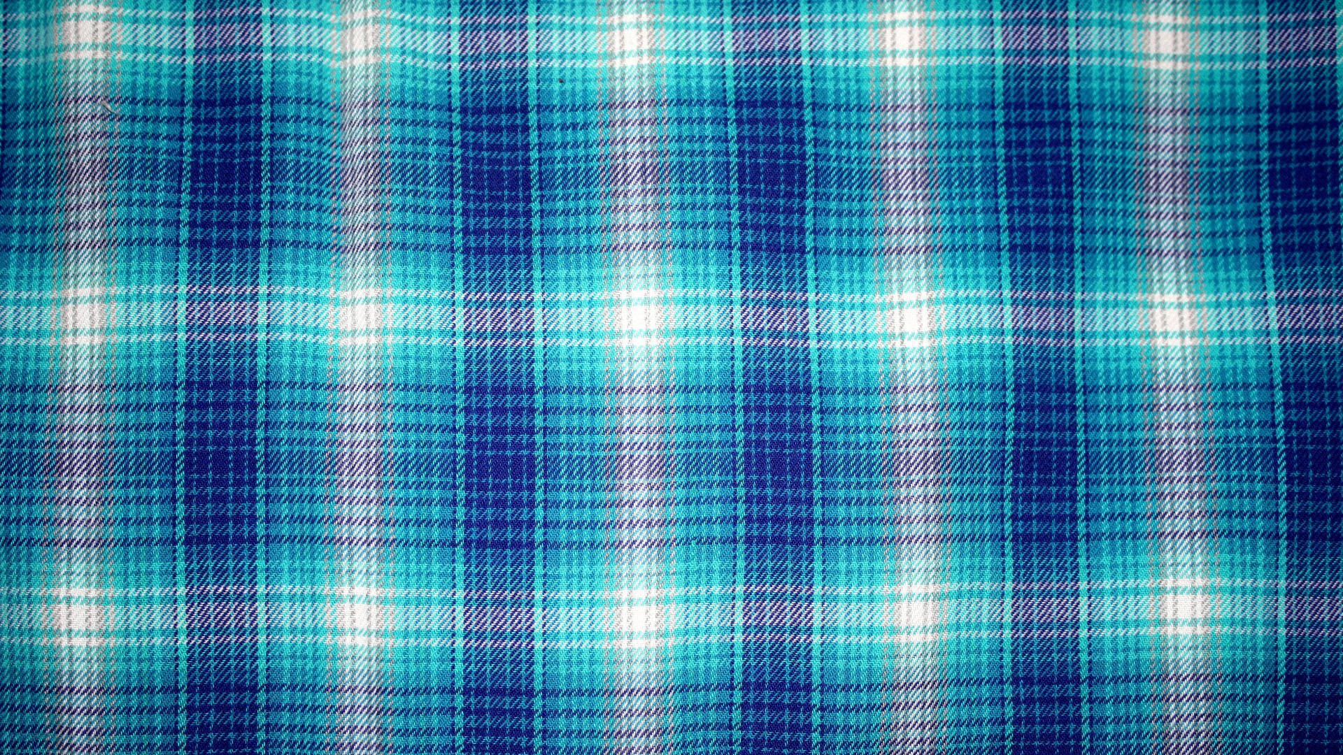 Blue Checkered Plaid Fabric Wallpaper
