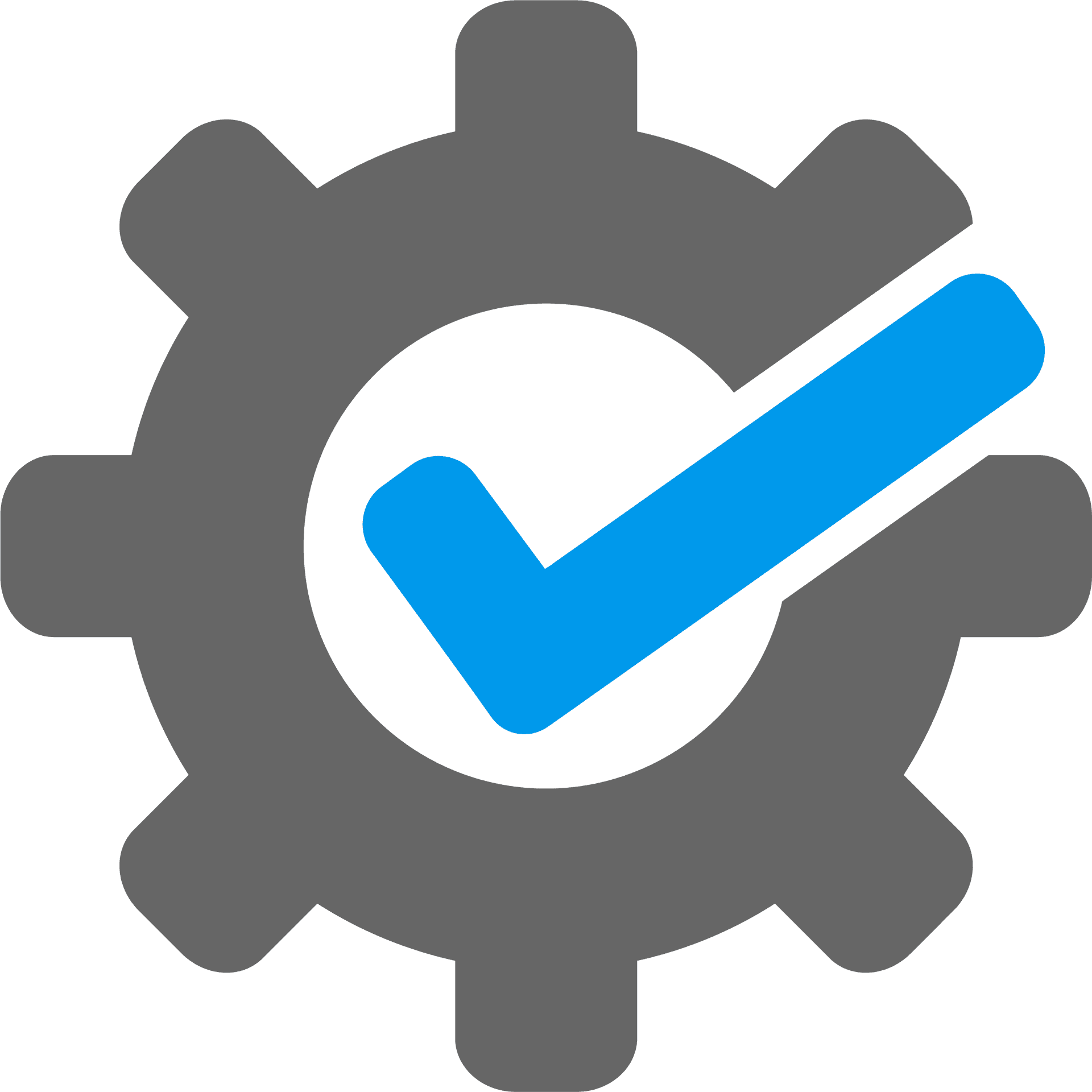 Blue Checkmark Gear Icon PNG